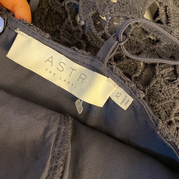 Astr Crochet Laser Cut Lace Spaghetti Strap Dress in Navy - Size XS - Picture 8 of 11